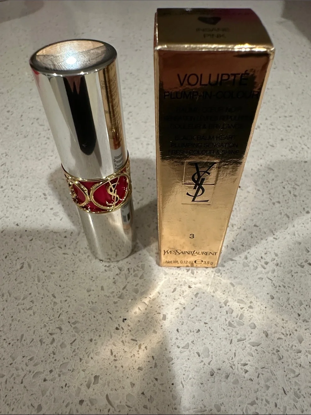 BNIB Yves Saint Laurent Volupte Plump-in-Color Plumping Lip Balm~Insane Pink (3)